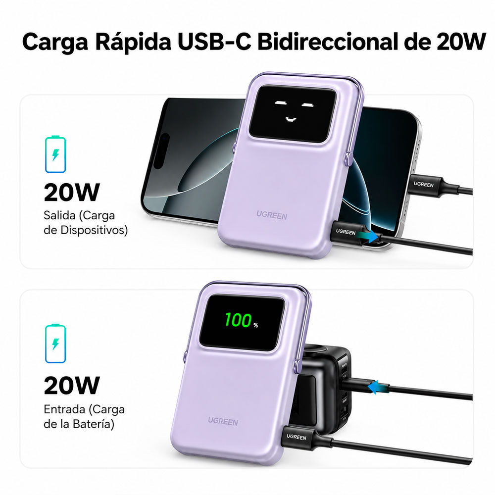 POWER BANK MAGNÉTICO 10000MAH 20W CON SOPORTE INTEGRADO - 4