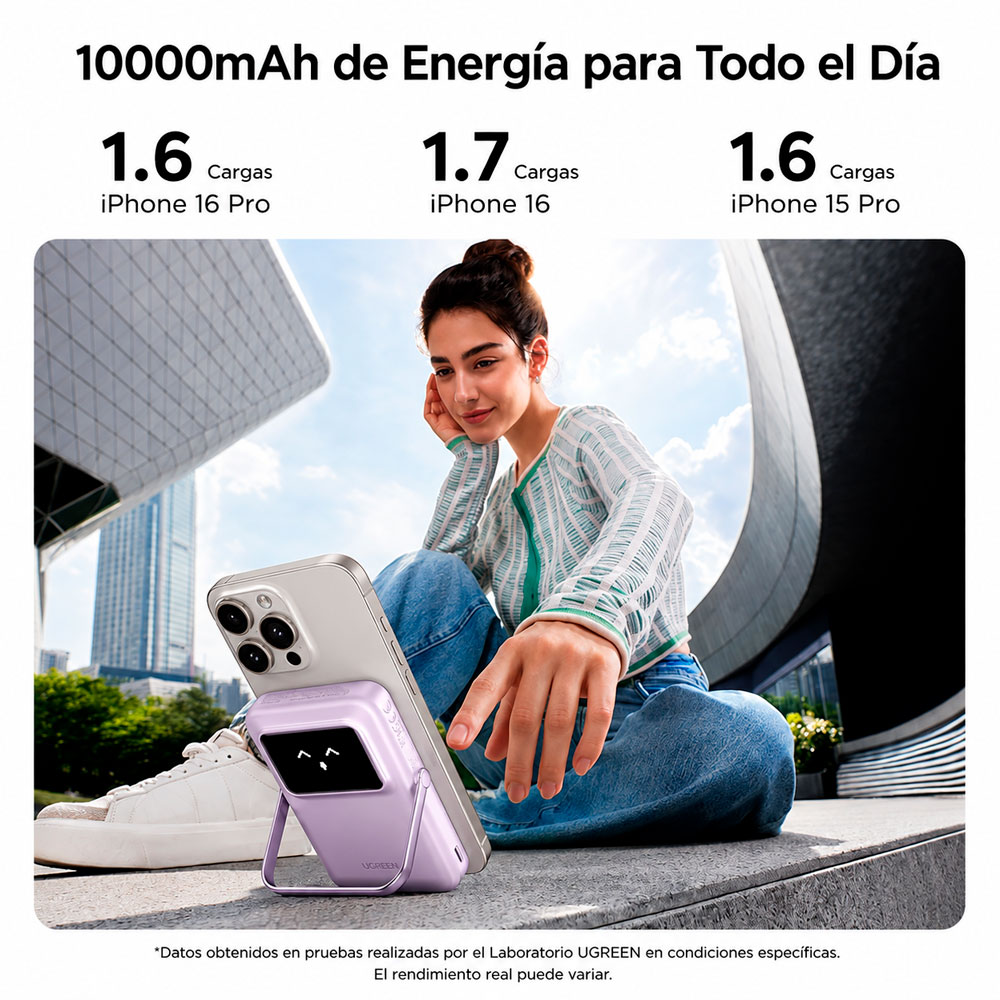 POWER BANK MAGNÉTICO 10000MAH 20W CON SOPORTE INTEGRADO - 6