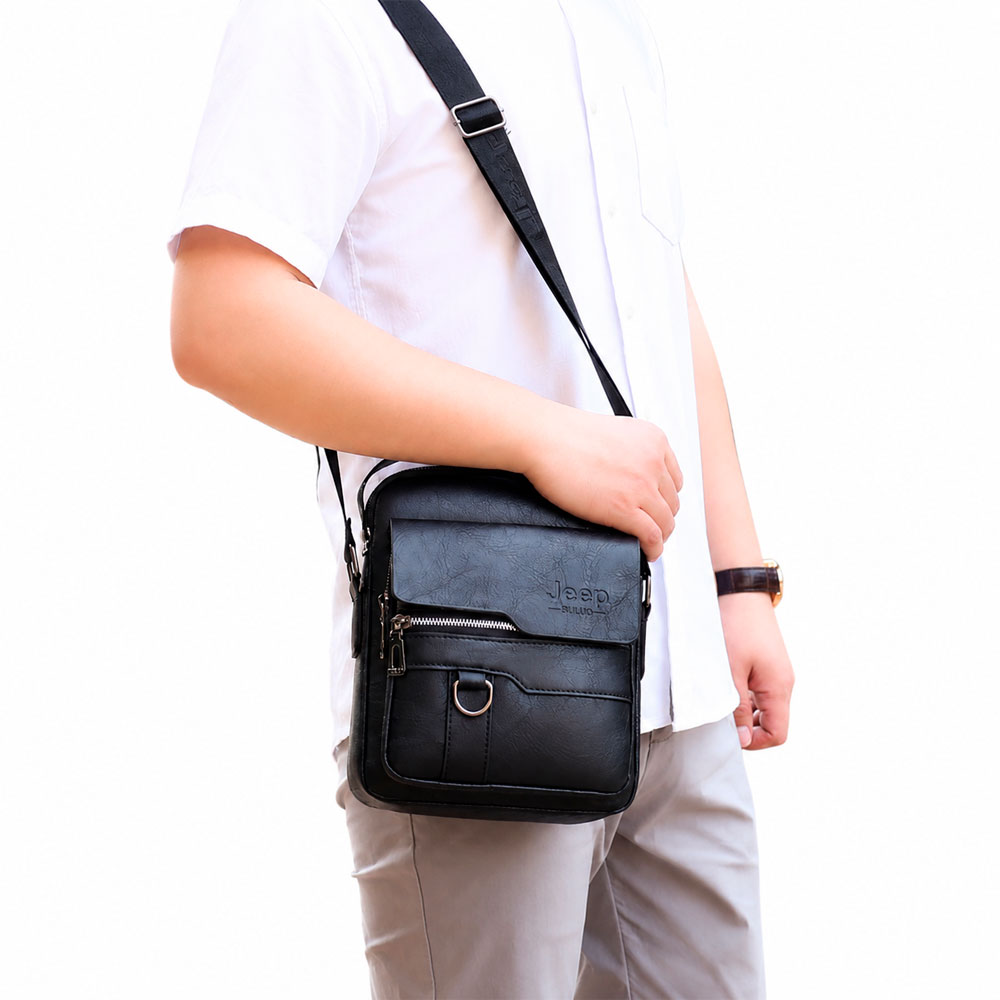MORRAL CRUZADO HOMBRE 21X25X7 CM CON BOLSILLOS Y COMPARTIMENTOS - 8
