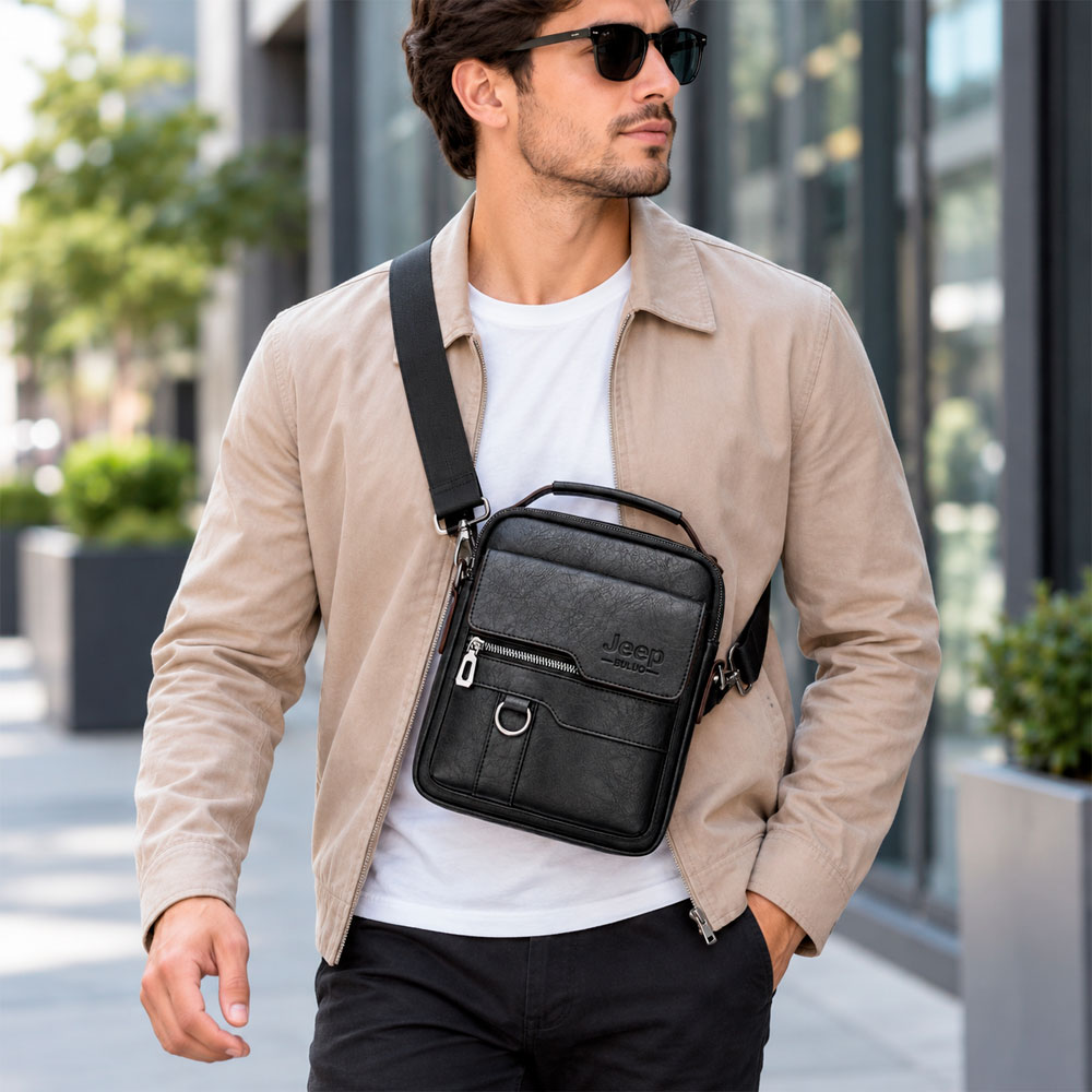 MORRAL CRUZADO 19X21X5 CM PARA HOMBRE CON BOLSILLOS AMPLIOS - 7
