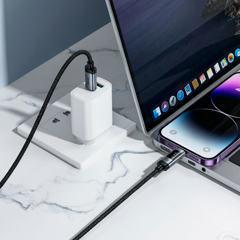 CABLE USB C LIGHTNING 27W CON PANTALLA OLED PARA IPHONE Y TRANSFERENCIA - 5