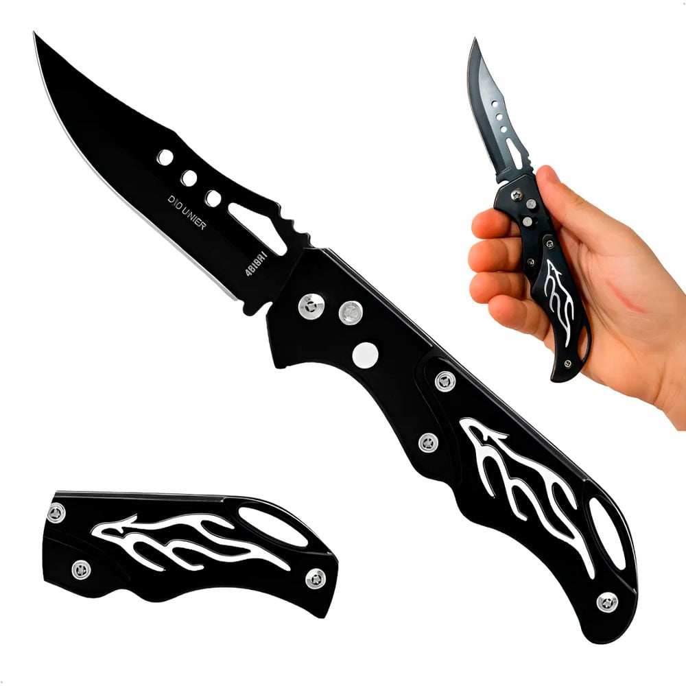 NAVAJA PLEGABLE CON HOJA METÁLICA DE 21 CM Y DISEÑO DECORATIVO - 1