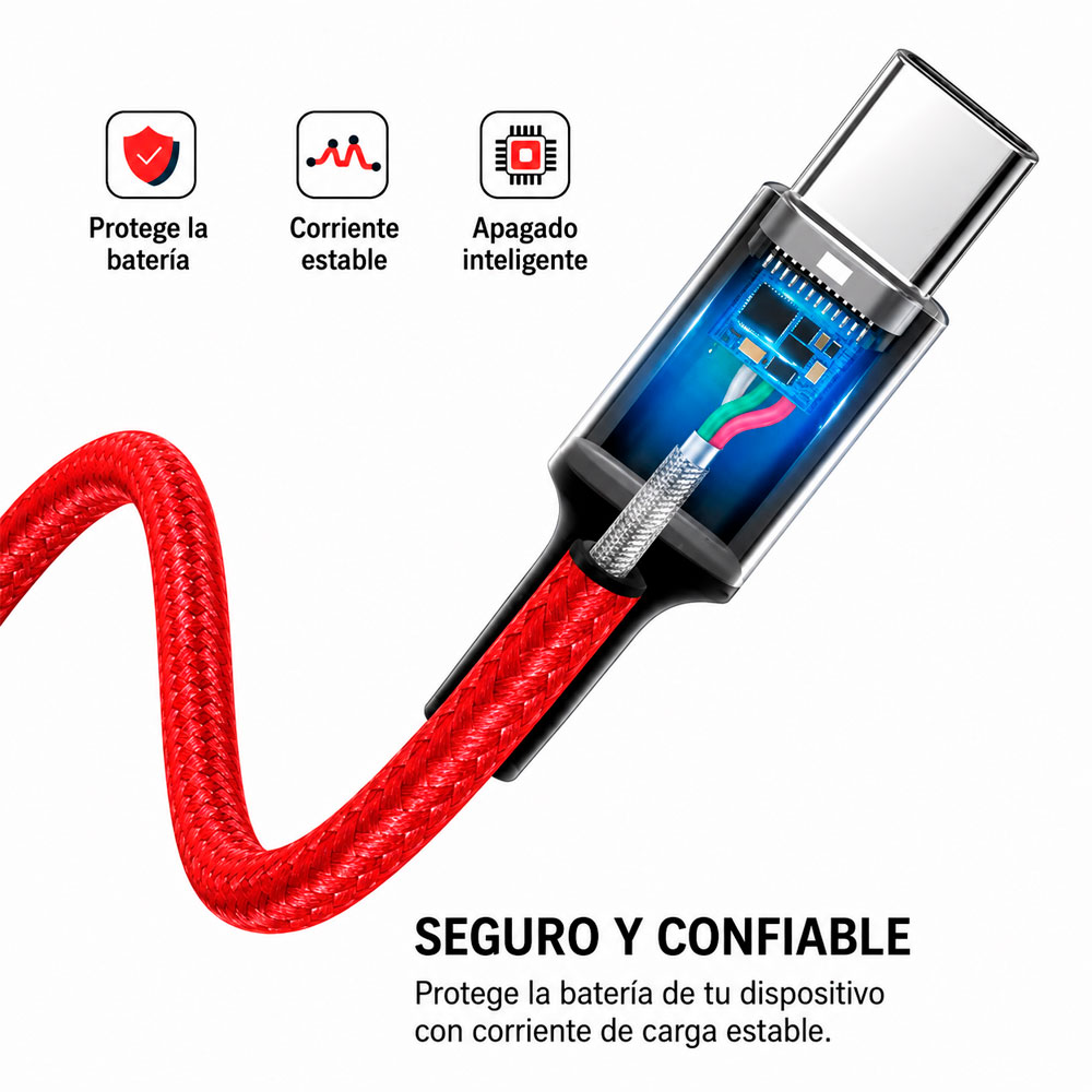 CABLE USB TIPO C 6A PARA CARGA RÁPIDA Y TRANSFERENCIA DE DATOS - 3