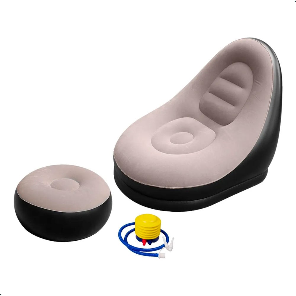SILLÓN INFLABLE CON REPOSAPIÉS CÓMODO PARA DORMITORIO SALA Y HOGAR - 1