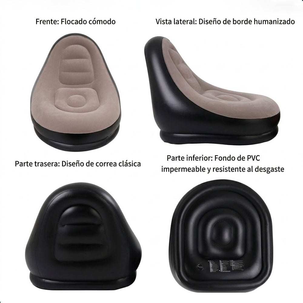 SILLÓN INFLABLE CON REPOSAPIÉS CÓMODO PARA DORMITORIO SALA Y HOGAR - 2