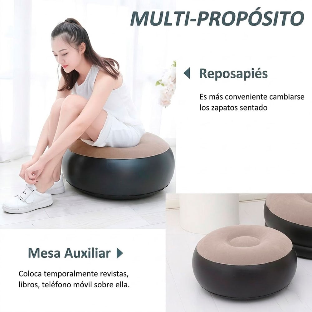 SILLÓN INFLABLE CON REPOSAPIÉS CÓMODO PARA DORMITORIO SALA Y HOGAR - 3