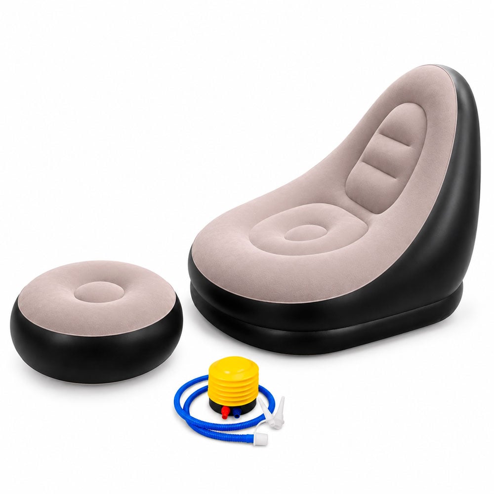 SILLÓN INFLABLE CON REPOSAPIÉS CÓMODO PARA DORMITORIO SALA Y HOGAR - 4