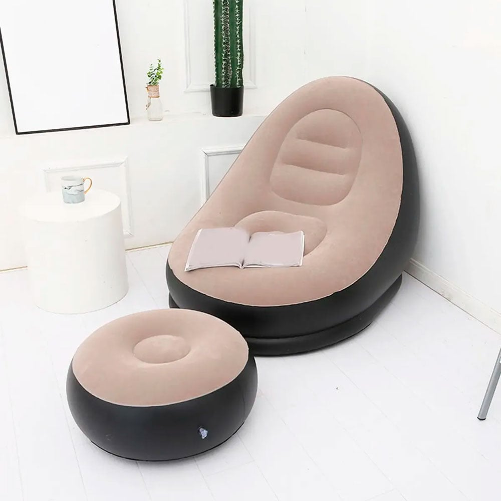 SILLÓN INFLABLE CON REPOSAPIÉS CÓMODO PARA DORMITORIO SALA Y HOGAR - 6