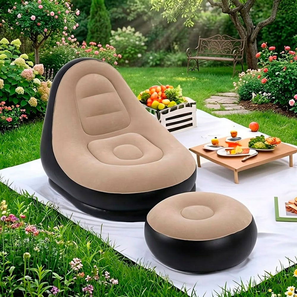 SILLÓN INFLABLE CON REPOSAPIÉS CÓMODO PARA DORMITORIO SALA Y HOGAR - 7