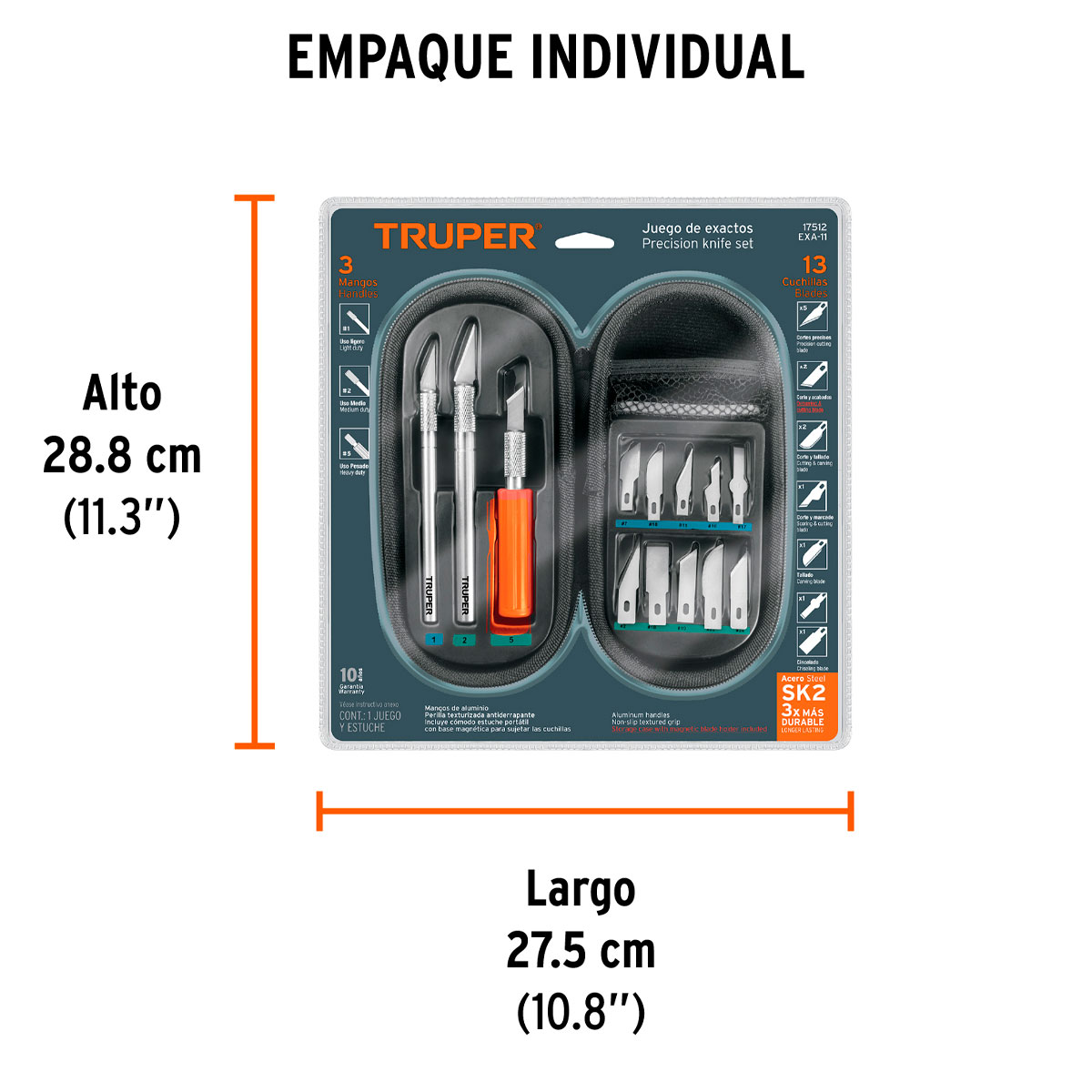 CÚTER DE PRECISIÓN TRUPER EXA-11 TIPO BISTURÍ 13 PIEZAS - 3