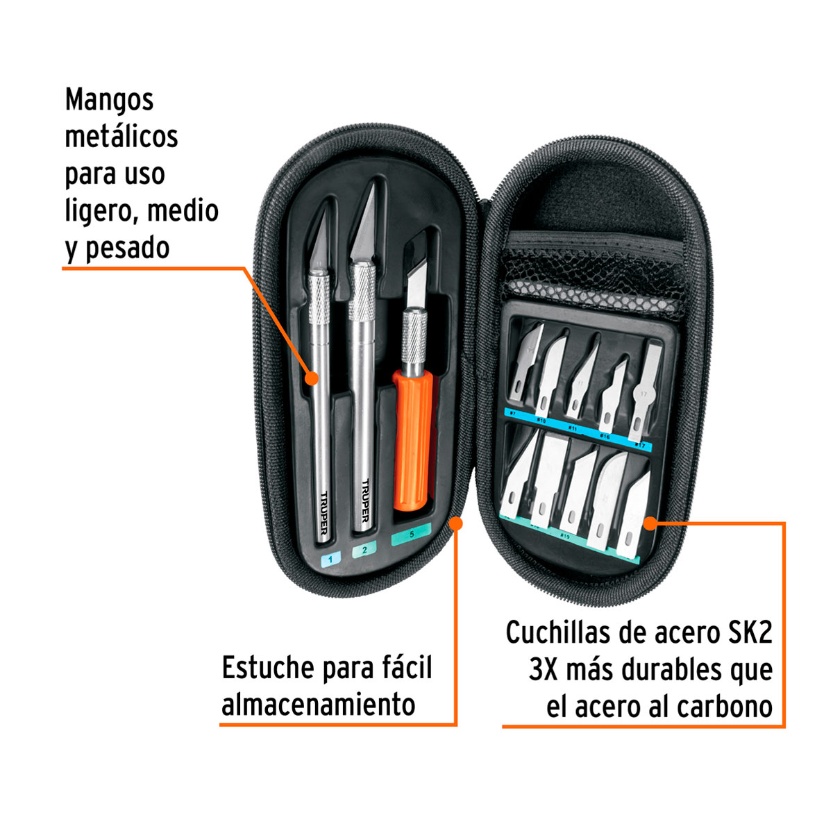 CÚTER DE PRECISIÓN TRUPER EXA-11 TIPO BISTURÍ 13 PIEZAS - 5