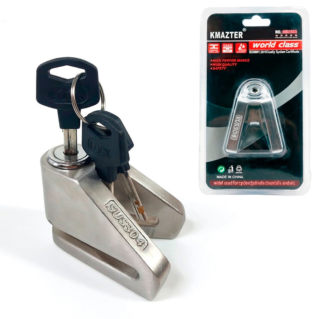 CANDADO KMAZTER KM2033 BLOQUEO DE DISCO MOTO EN ACERO INOXIDABLE - 1