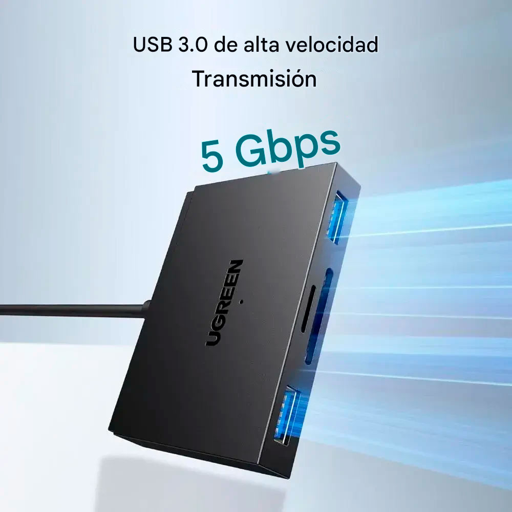 HUB UGREEN USB C - USB 3.0 LECTOR TARJETAS MICRO SD 4 EN 1 - 3