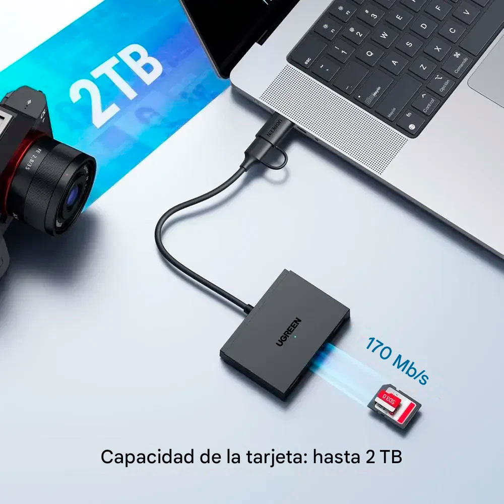 HUB UGREEN USB C - USB 3.0 LECTOR TARJETAS MICRO SD 4 EN 1 - 4