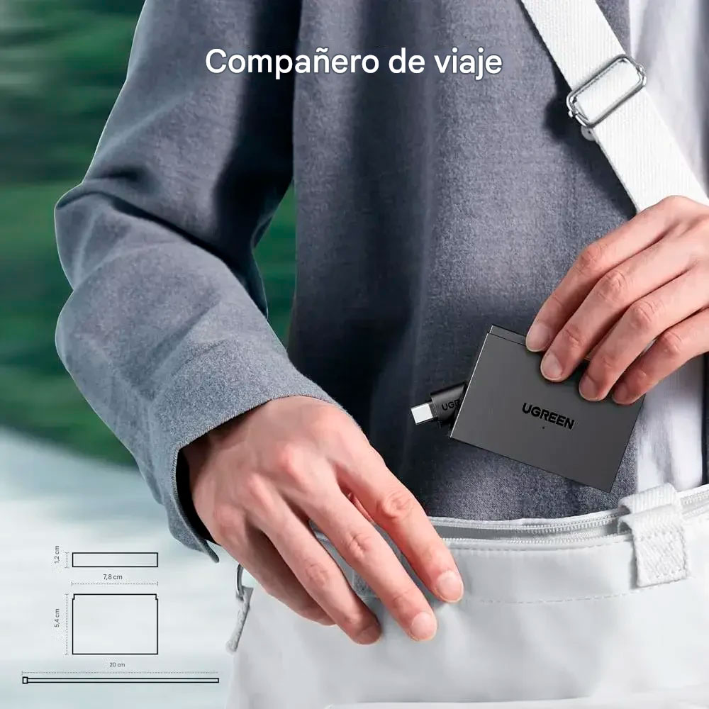 HUB UGREEN USB C - USB 3.0 LECTOR TARJETAS MICRO SD 4 EN 1 - 7