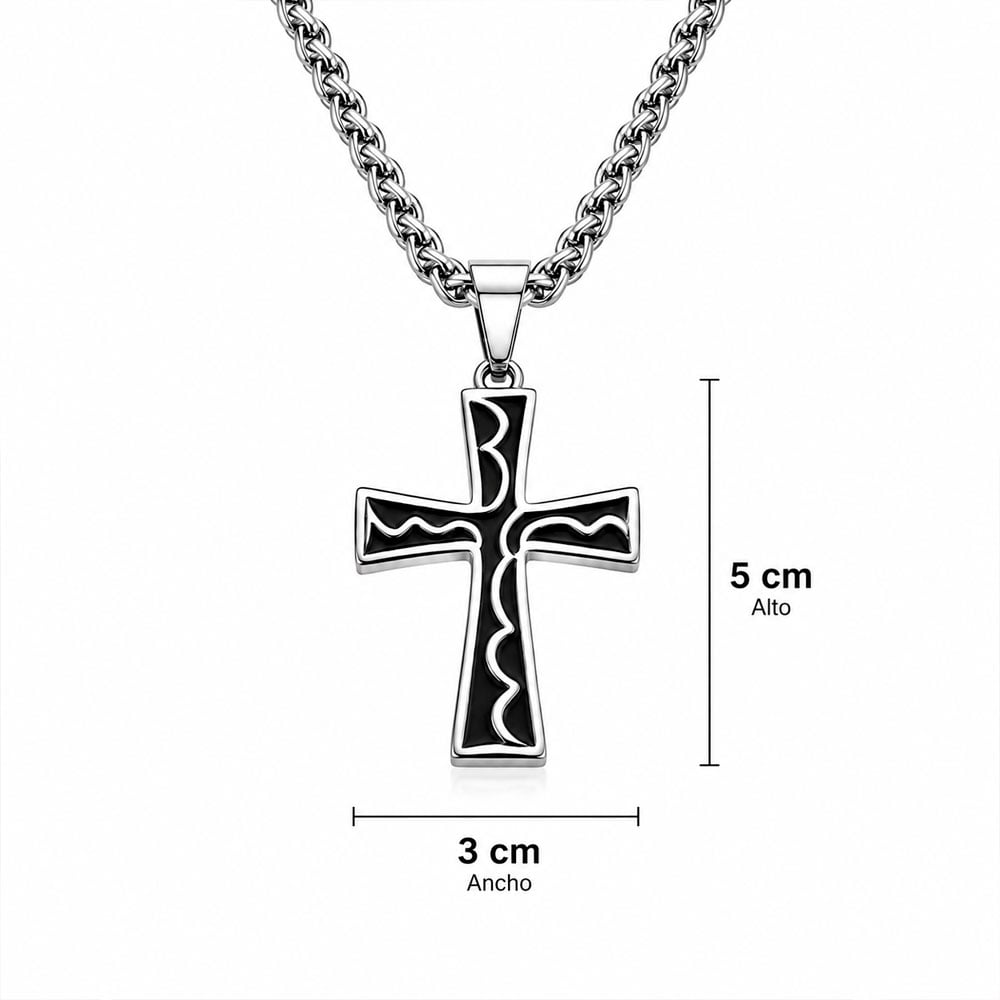 COLLAR CRUZ ACERO INOXIDABLE CON CADENA PARA HOMBRE ELEGANTE - 2