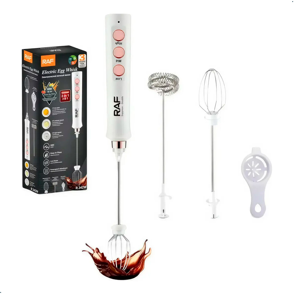 BATIDORA ELÉCTRICA RAF 3 EN 1 PARA HUEVOS CAFÉ Y REPOSTERÍA - 1