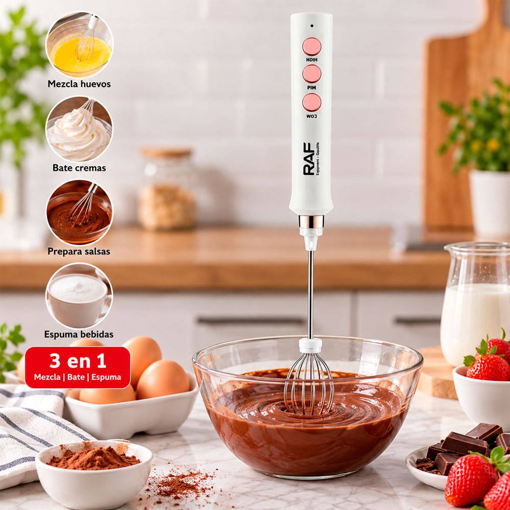 BATIDORA ELÉCTRICA RAF 3 EN 1 PARA HUEVOS CAFÉ Y REPOSTERÍA - 4