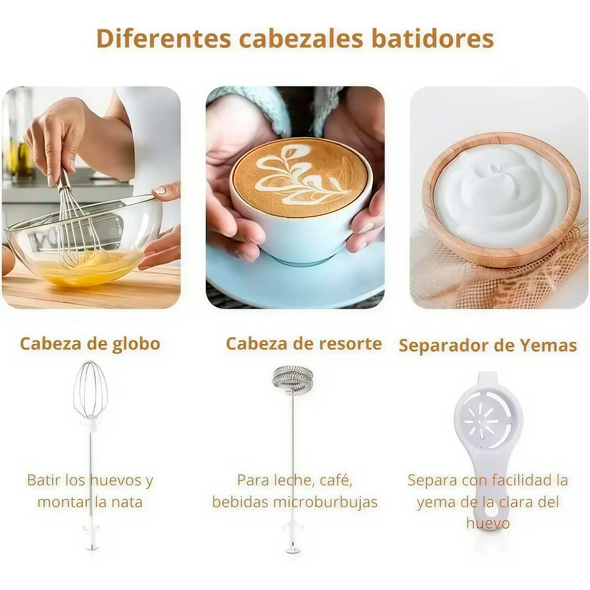 BATIDORA ELÉCTRICA RAF 3 EN 1 PARA HUEVOS CAFÉ Y REPOSTERÍA - 6