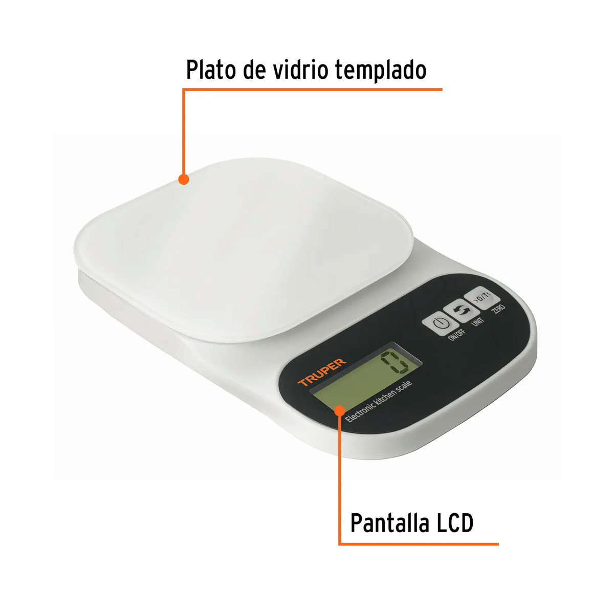 BÁSCULA TRUPER BASE-5EC 5 KG VIDRIO TEMPLADO - 4