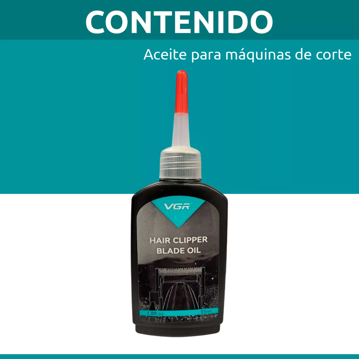 ACEITE LUBRICANTE VGR-001 PARA CUALQUIER MÁQUINA DE CORTAR PELO 55ML - 2
