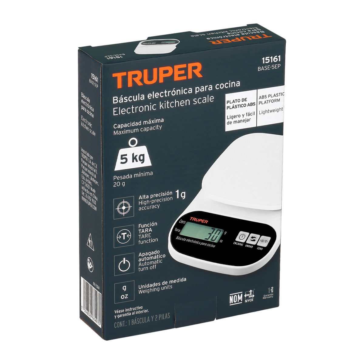 BALANZA TRUPER BASE-5EP LCD ALTA PRECISIÓN 5 KG - 1
