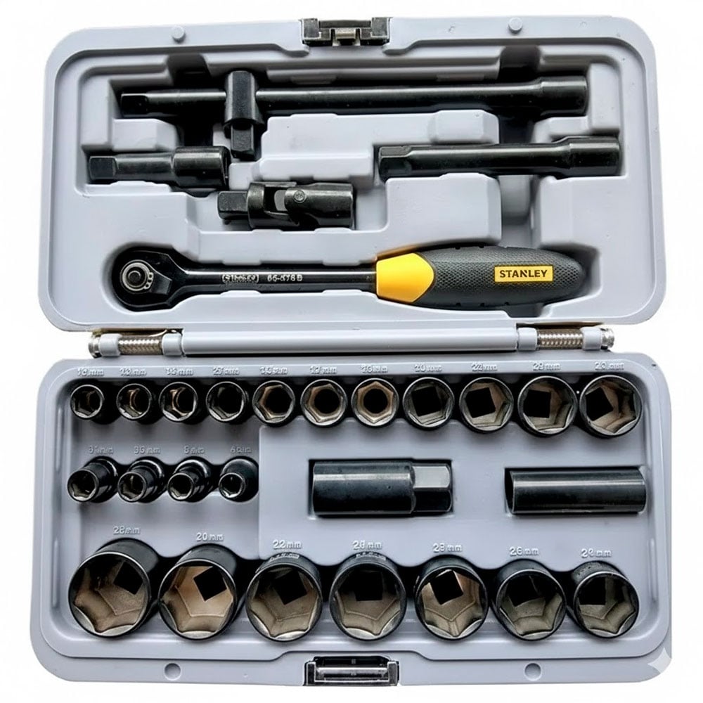 JUEGO DE LLAVES Y DADOS STANLEY FATMAX 30 PIEZAS RATCHET Y PUNTAS - 1