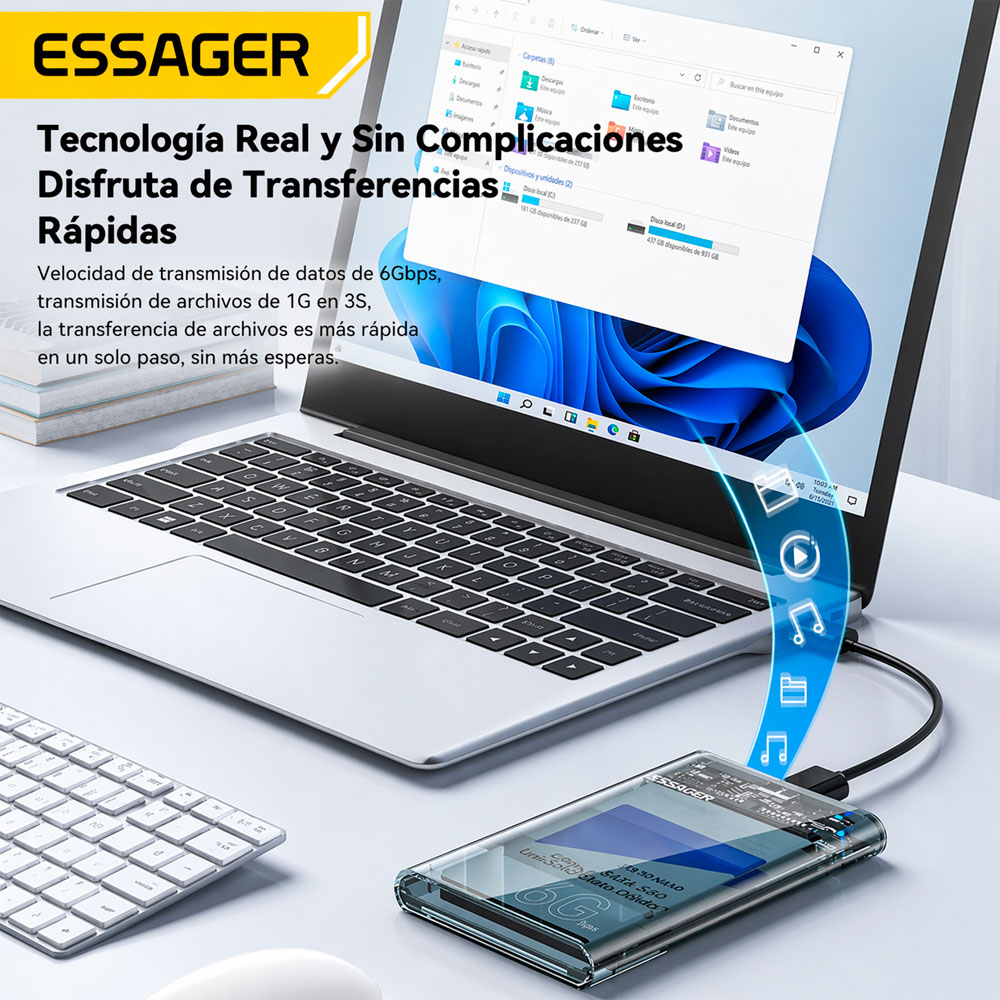 CASE ESSAGER PARA DISCO DURO HDD SSD 2.5 SATA USB 3.0 - 3
