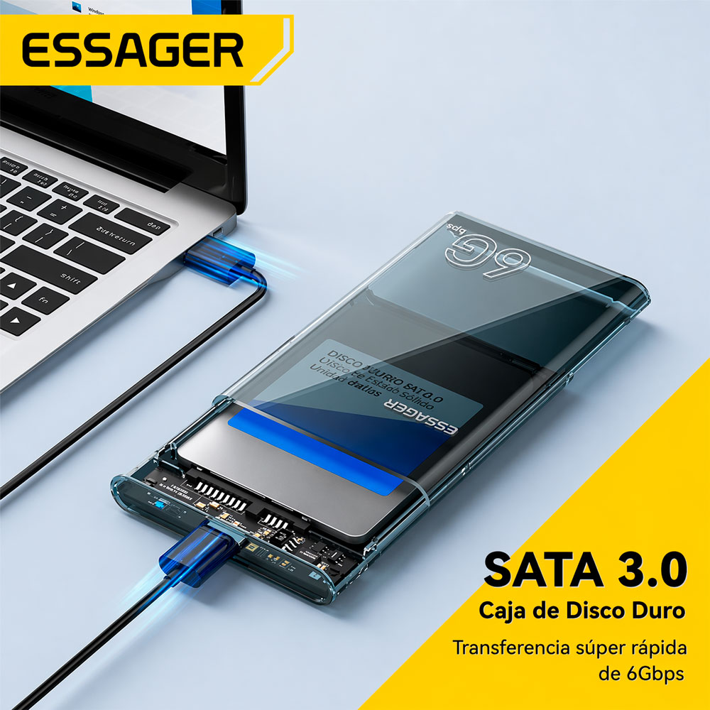 CASE ESSAGER PARA DISCO DURO HDD SSD 2.5 SATA USB 3.0 - 4