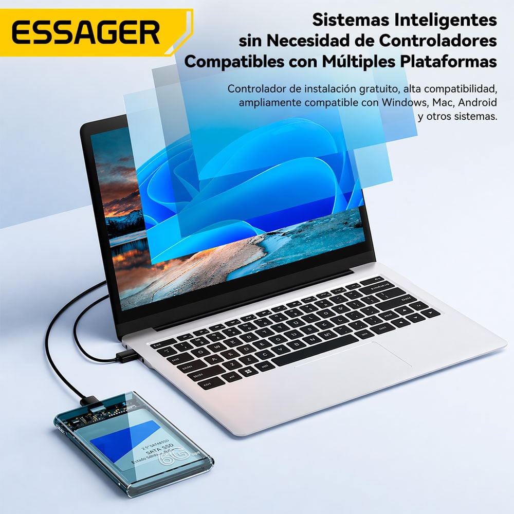 CASE ESSAGER PARA DISCO DURO HDD SSD 2.5 SATA USB 3.0 - 6