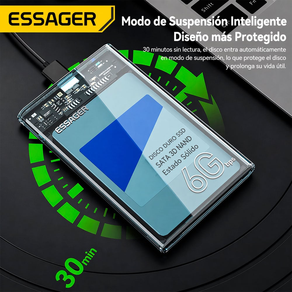 CASE ESSAGER PARA DISCO DURO HDD SSD 2.5 SATA USB 3.0 - 7