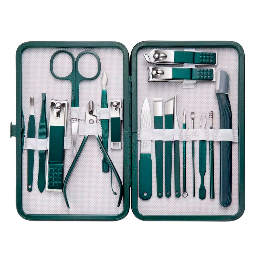 SET PROFESIONAL DE MANICURA Y PEDICURA 18 PIEZAS CON ESTUCHE - 1