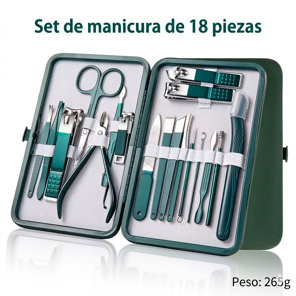 SET PROFESIONAL DE MANICURA Y PEDICURA 18 PIEZAS CON ESTUCHE - 2