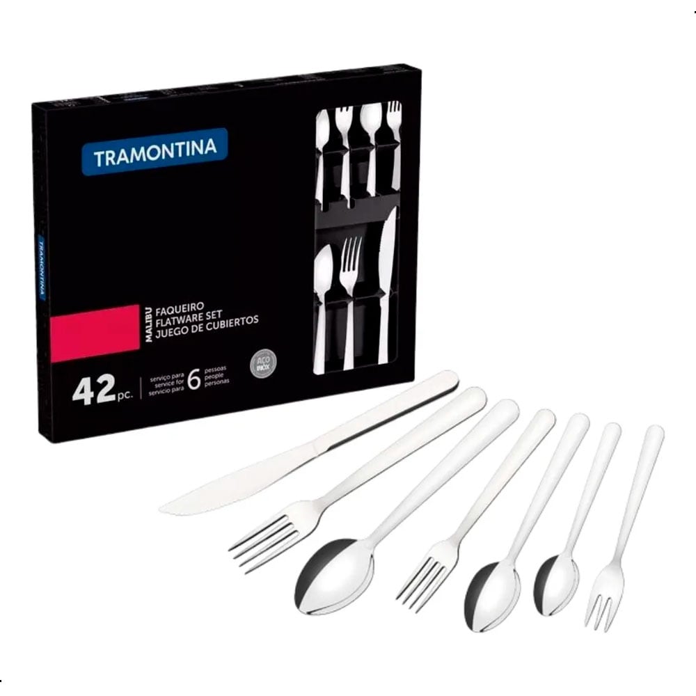 JUEGO CUBIERTOS ACERO INOX TRAMONTINA MALIBU 42 PZAS - 1