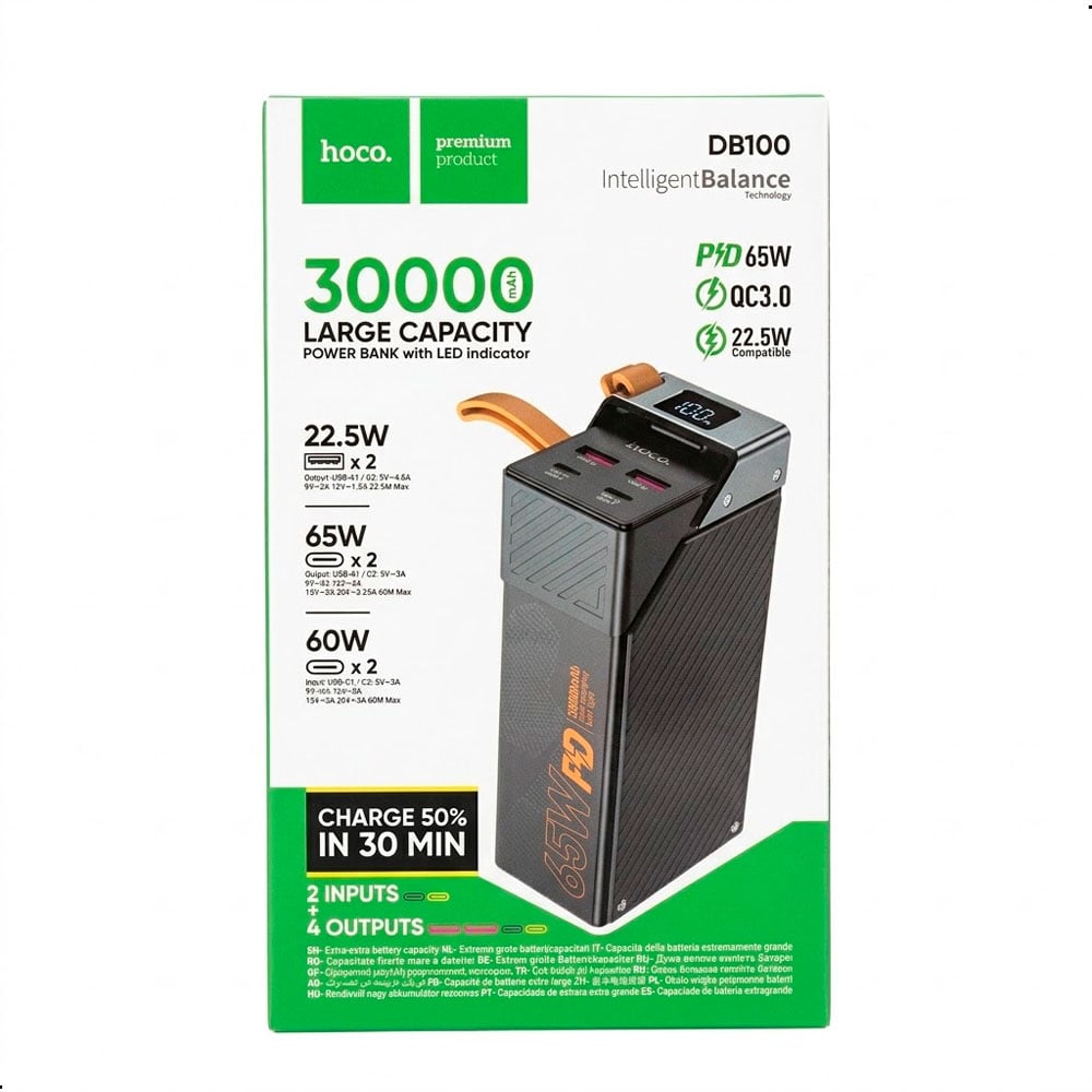 BATERÍA PORTÁTIL HOCO 30000MAH 65W CARGA RÁPIDA - 1