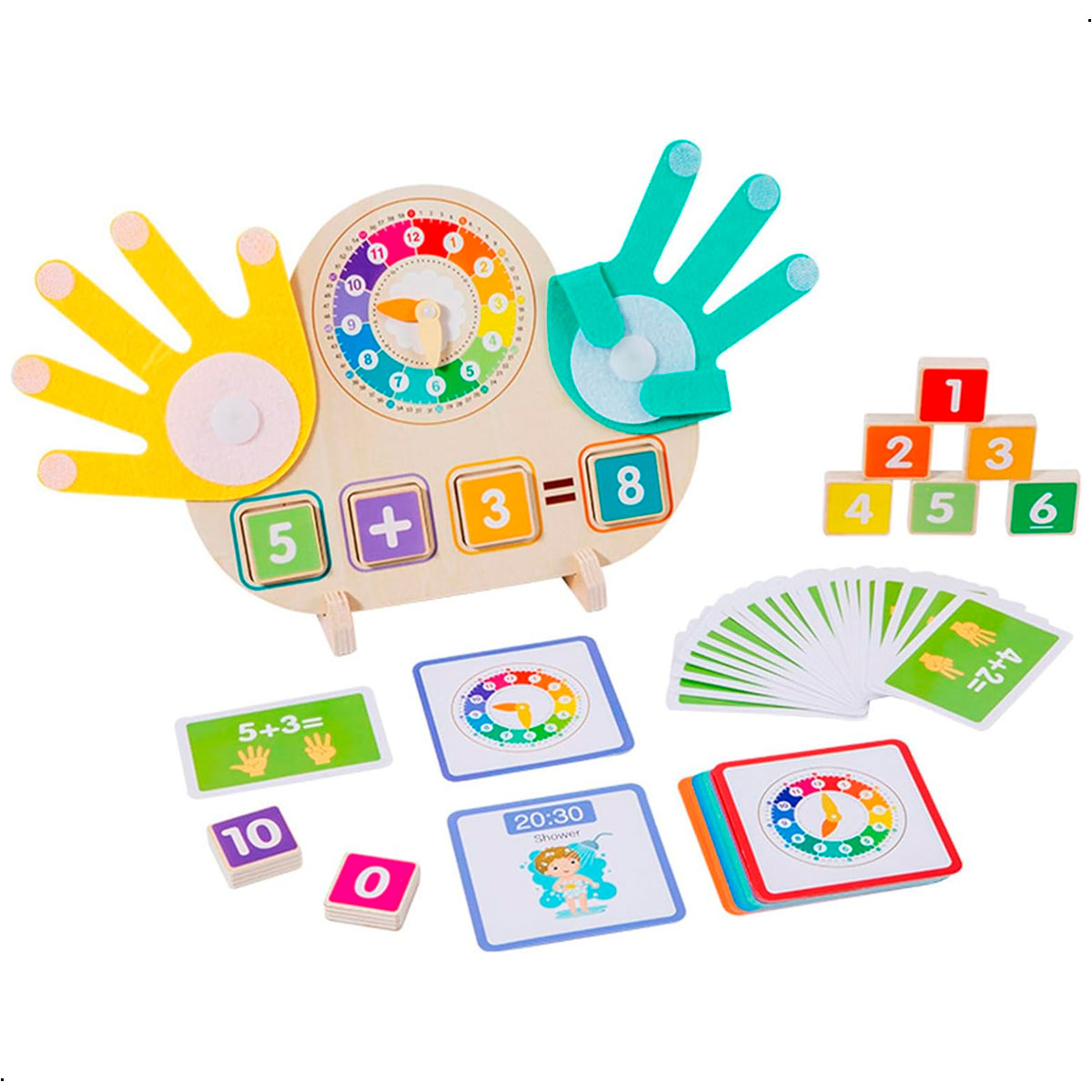 JUEGO DIDÁCTICO DE MADERA PARA APRENDER LA HORA Y MATEMÁTICAS - 3