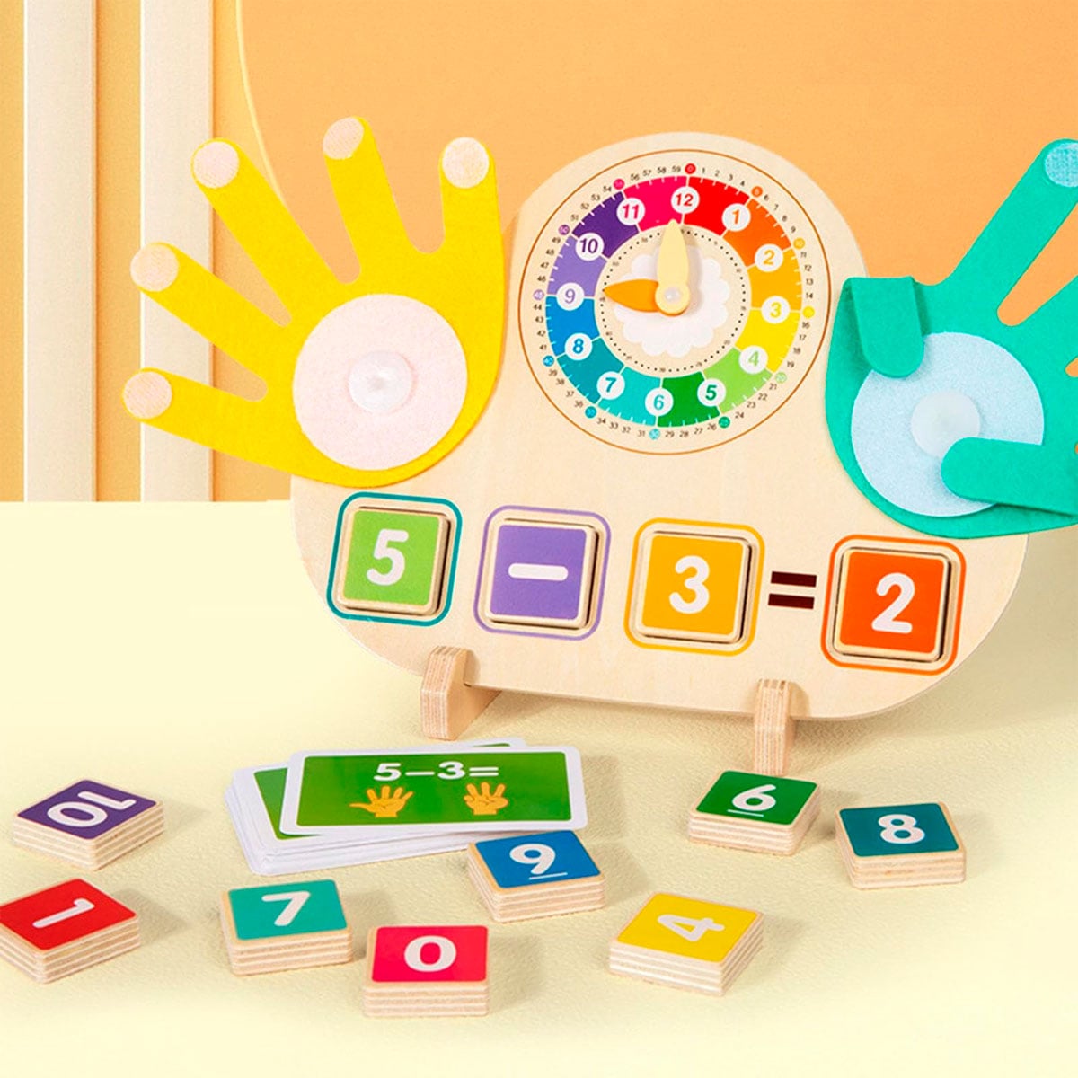 JUEGO DIDÁCTICO DE MADERA PARA APRENDER LA HORA Y MATEMÁTICAS - 4