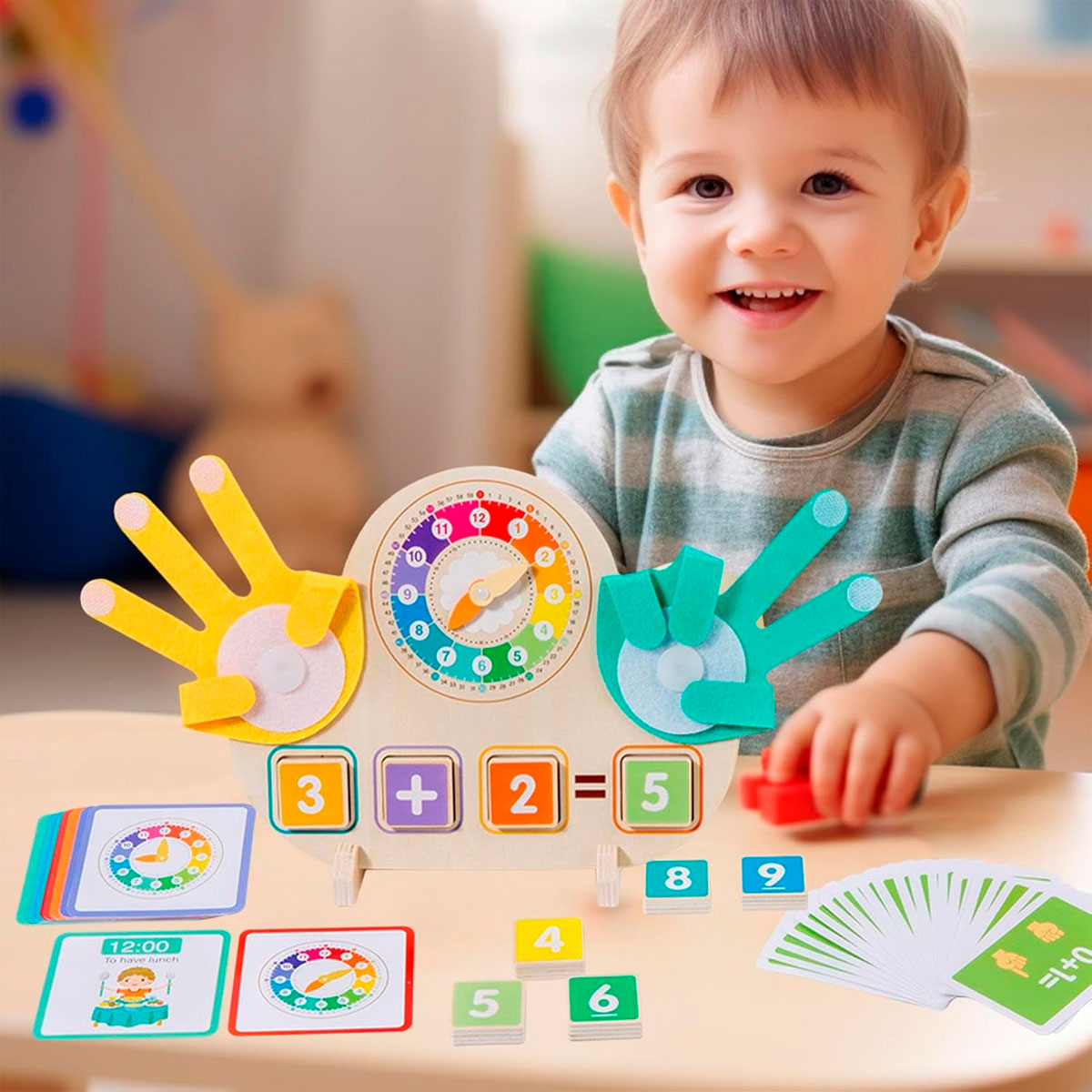 JUEGO DIDÁCTICO DE MADERA PARA APRENDER LA HORA Y MATEMÁTICAS - 6
