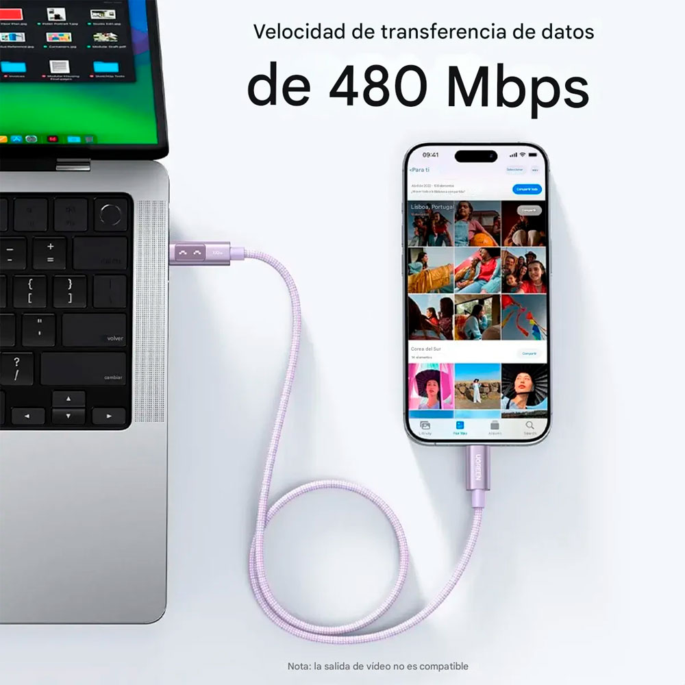 CABLE UGREEN L509 USB C A USB C 100W PANTALLA LED 1 METRO - 4