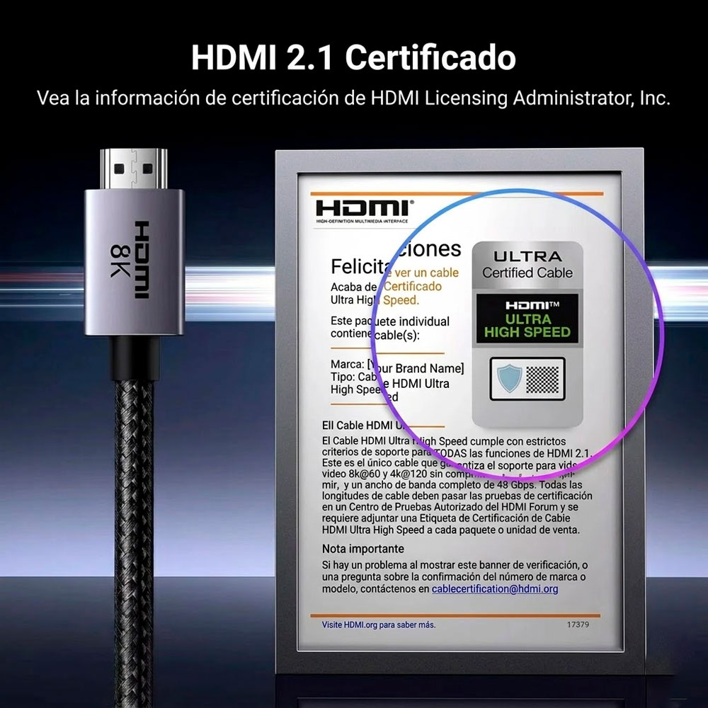 UGREEN CABLE HDMI 2.1 8K 3M ULTRA HD PARA TV MONITOR PROYECTOR - 5