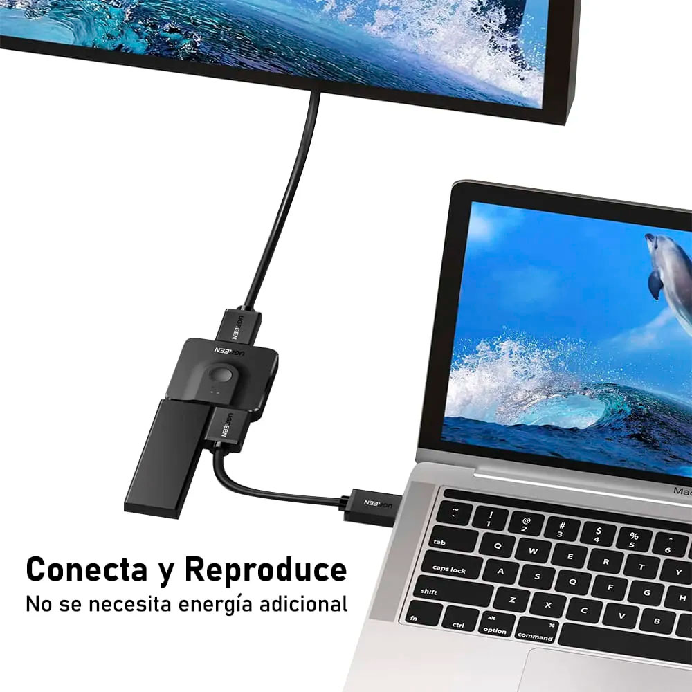 UGREEN SWITCH HDMI 4K BIDIRECCIONAL SELECTOR 2 PUERTOS HDMI - 3