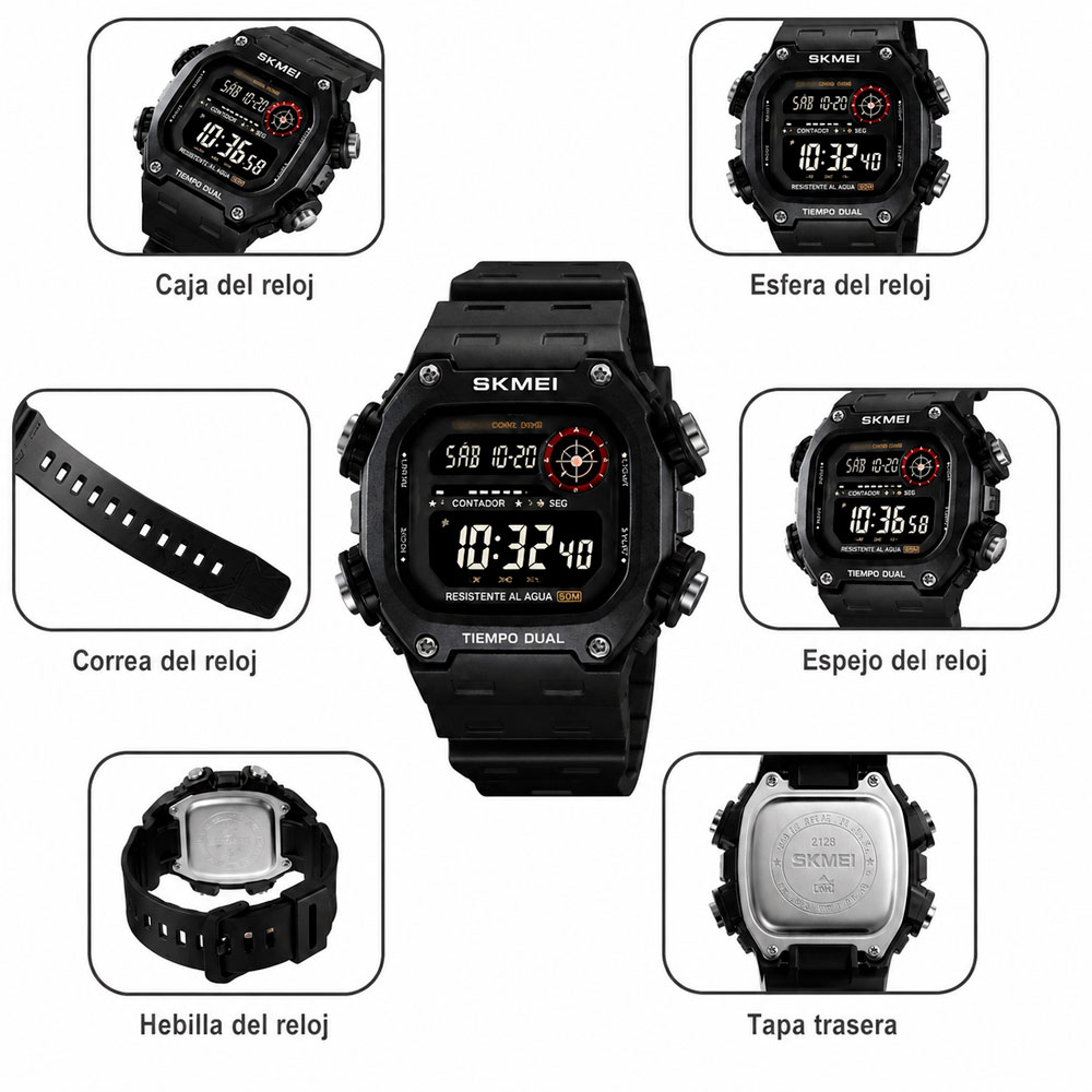 RELOJ DIGITAL SKMEI DEPORTIVO HOMBRE RESISTENTE AL AGUA 50M - 4