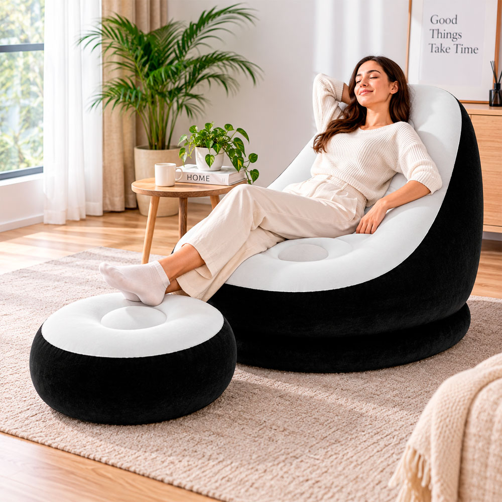 SILLÓN INFLABLE INDIVIDUAL CON REPOSAPIÉS CÓMODO Y PORTÁTIL - 5
