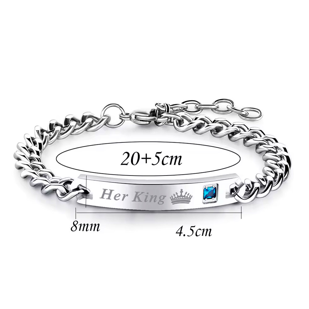 PULSERAS DE PAREJA ACERO INOXIDABLE HIS QUEEN HER KING AMOR - 2