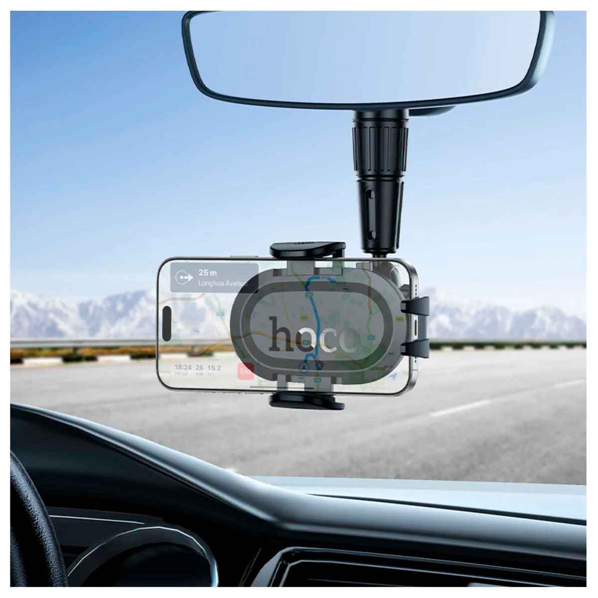 SOPORTE CELULAR AUTO HOCO H88 PARA ESPEJO RETROVISOR 360° - 3