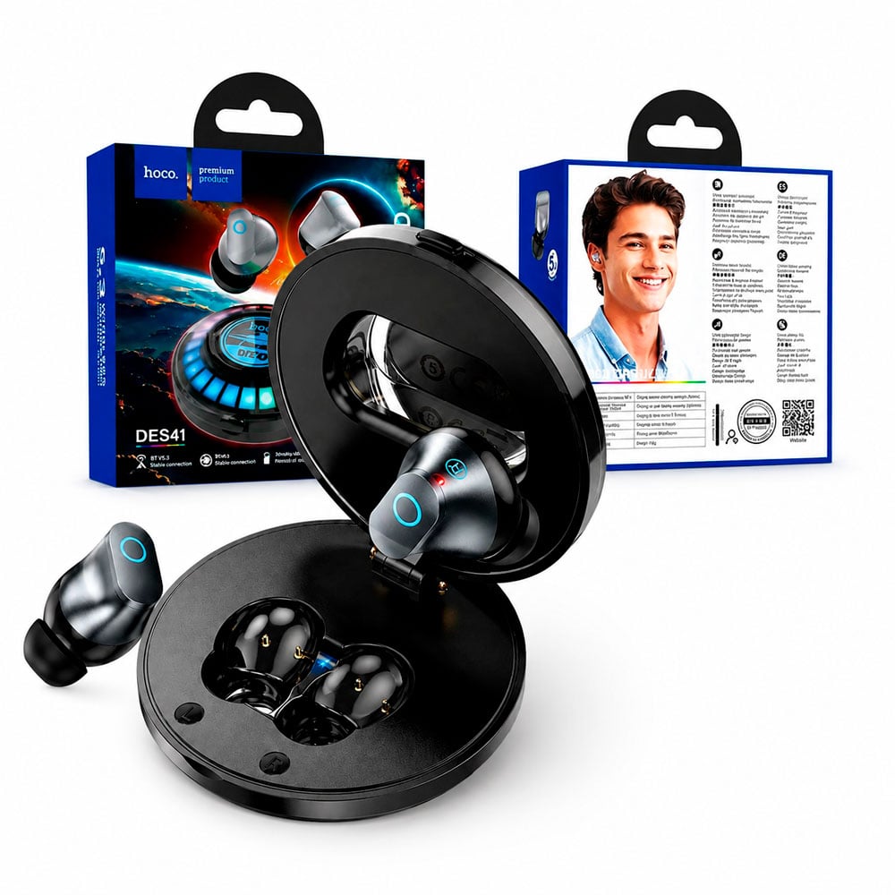 AUDÍFONOS HOCO BLUETOOTH HI-FI INALÁMBRICOS CON ESTUCHE TWS - 1