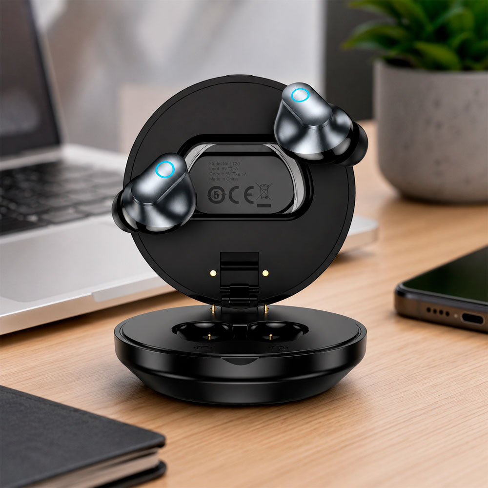 AUDÍFONOS HOCO BLUETOOTH HI-FI INALÁMBRICOS CON ESTUCHE TWS - 7