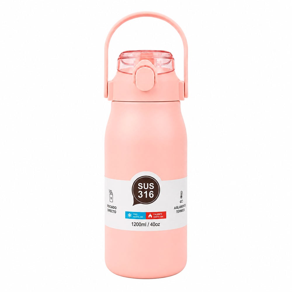 BOTELLA TÉRMICA ACERO INOXIDABLE 1200ML CON ASA PORTÁTIL - 1