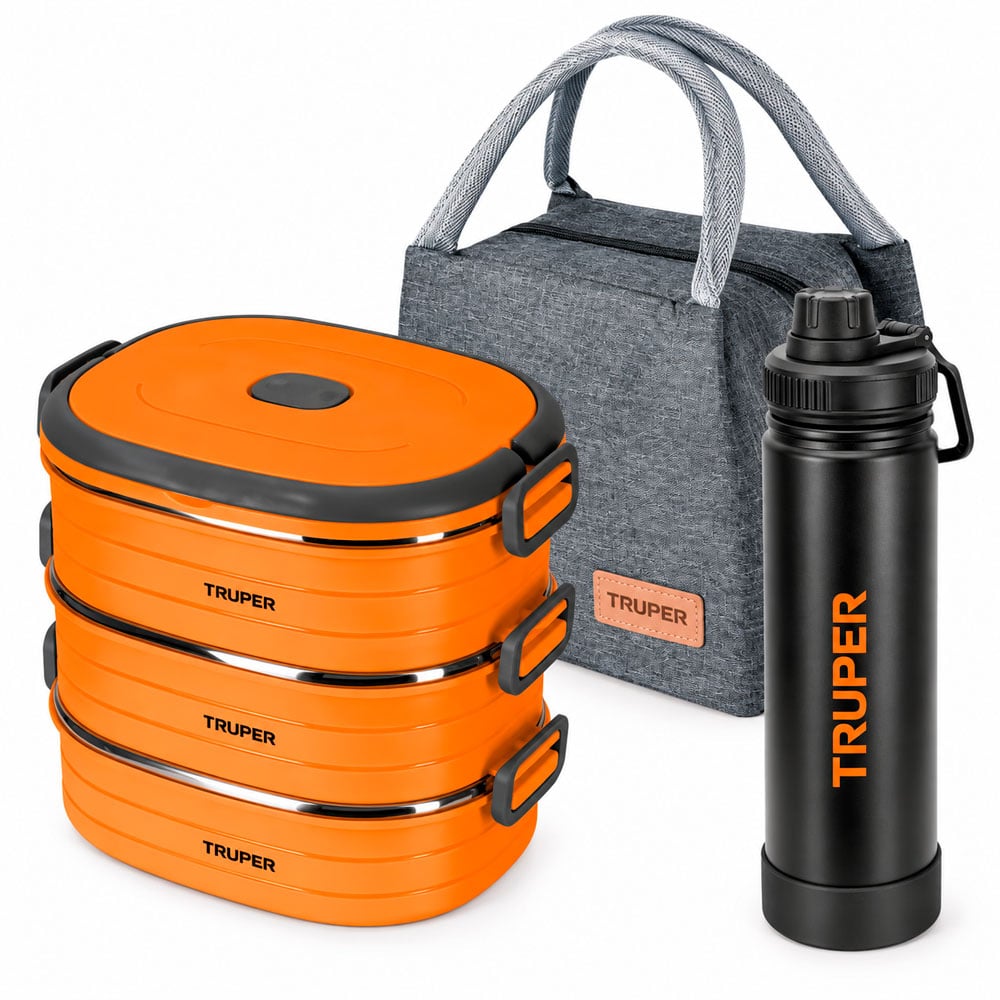 TRUPER LONCHERA TÉRMICA 3 NIVELES CON TERMO ACERO 700ML - 1