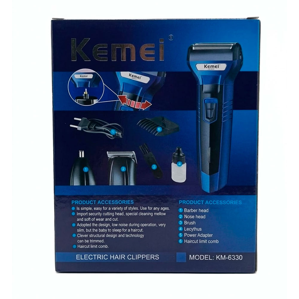 MÁQUINA 3 EN 1 KEMEI KM-6330 AFEITADORA Y CORTAPELO - 3